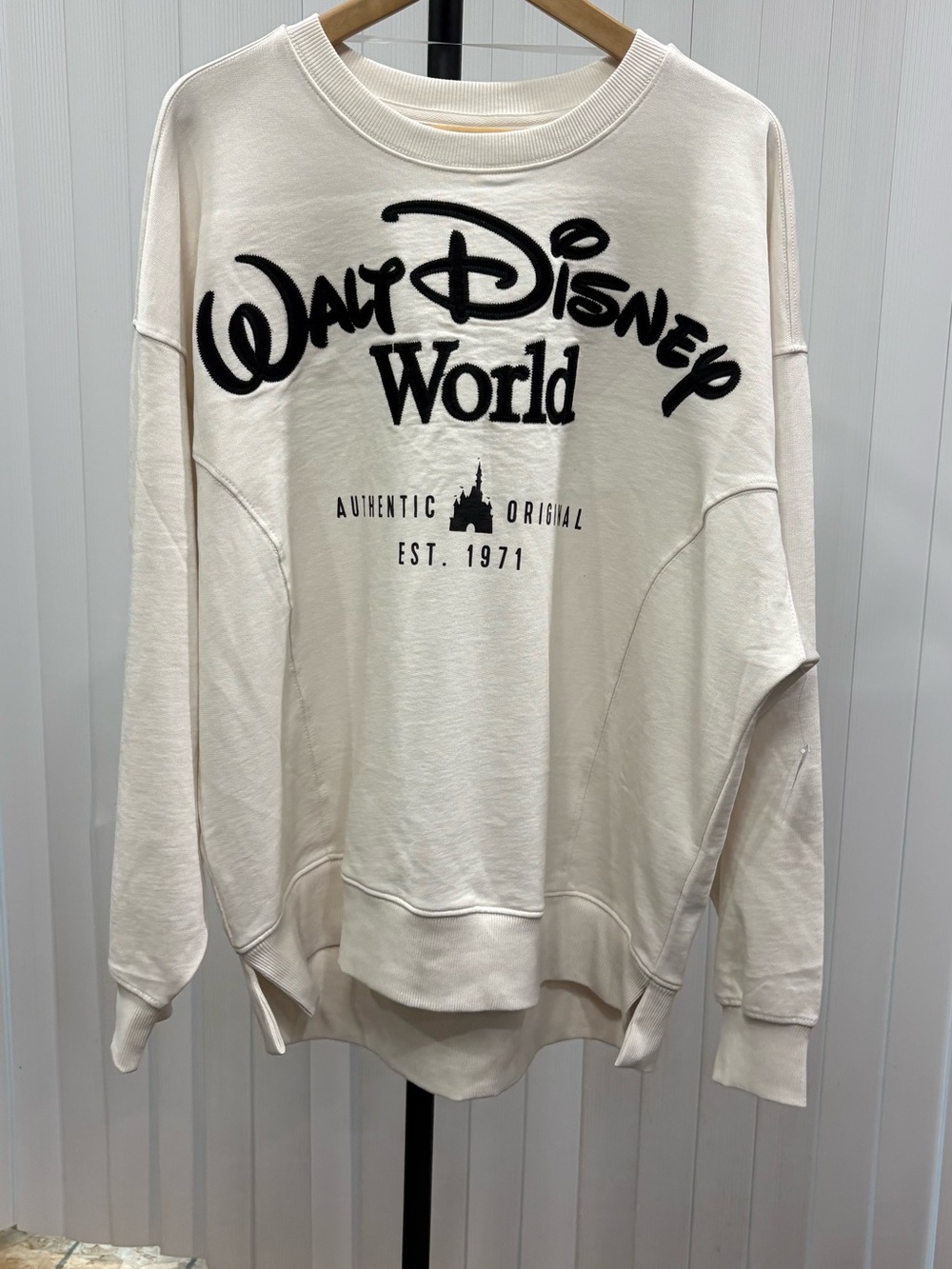 Disney Cream Crewneck Sweatshirt with Black Disney World Logo